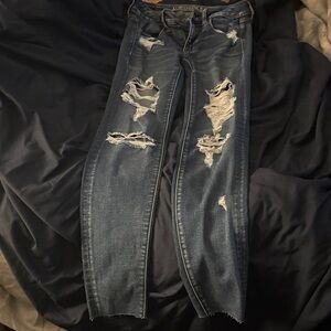 American Eagle Outfitters Ripped Dark Blue Jeans